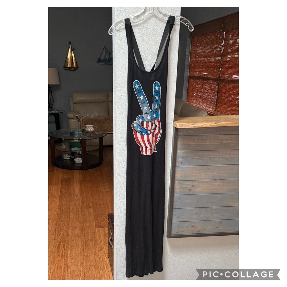 Cefian U.S.A. Peace Sign Cover-Up Long Dress